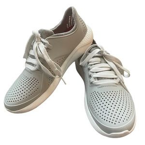 - - Crocs lite ride waterproof lace up sneakers grey & white Size W9